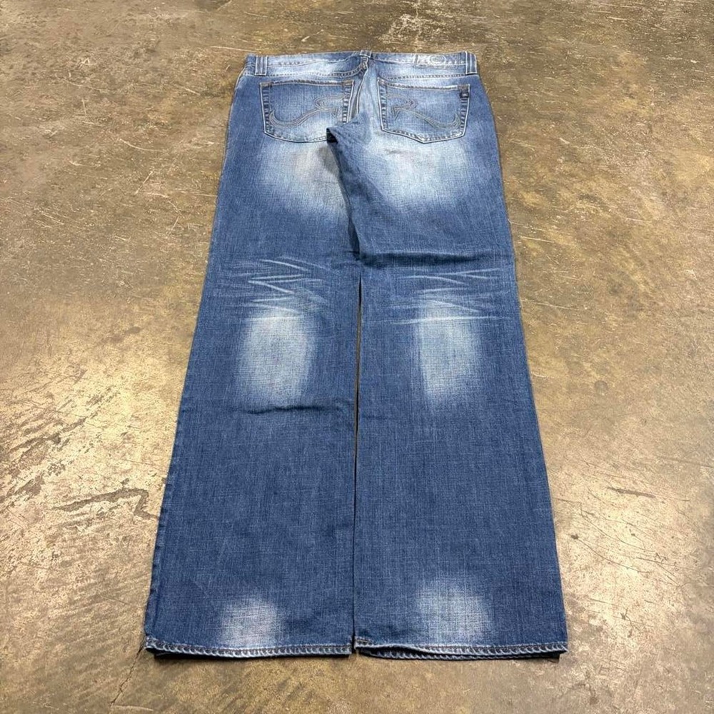 Rock & Republic Mens 34x34 Faded Blue Y2K 2000s Bootcut Jeans Grunge Skater